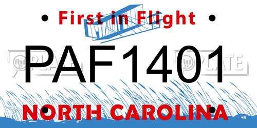 PAF1401 North Carolina License Plate