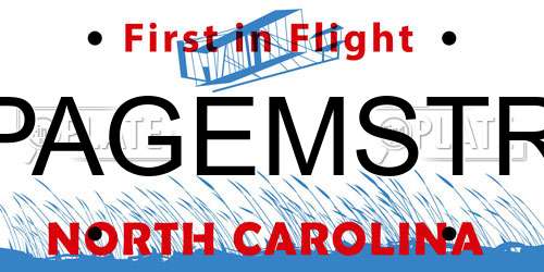 PAGEMSTR North Carolina License Plate