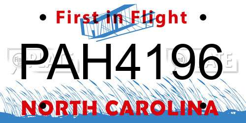 PAH4196 North Carolina License Plate