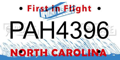 PAH4396 North Carolina License Plate