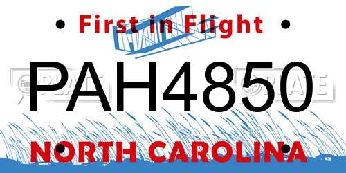 PAH4850 North Carolina License Plate