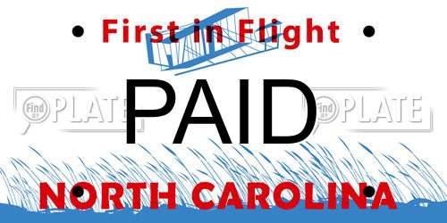 PAID North Carolina License Plate