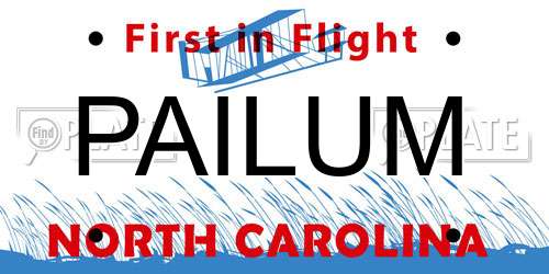 PAILUM North Carolina License Plate
