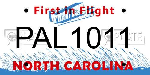 PAL1011 North Carolina License Plate