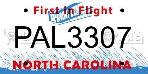 PAL3307 North Carolina License Plate