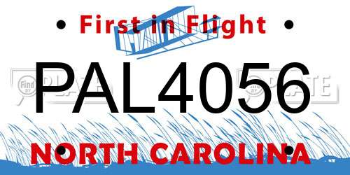 PAL4056 North Carolina License Plate