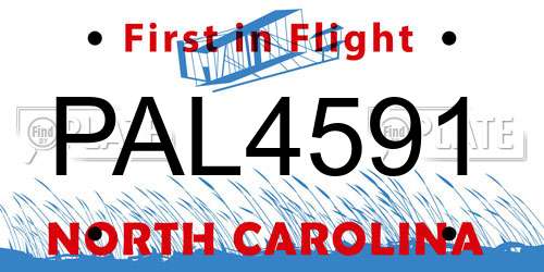PAL4591 North Carolina License Plate