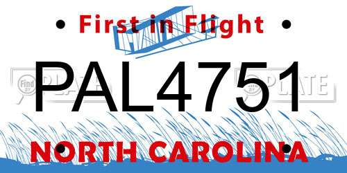 PAL4751 North Carolina License Plate