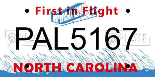 PAL5167 North Carolina License Plate