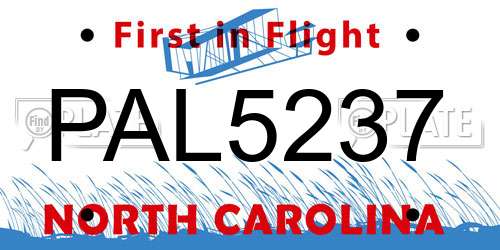 PAL5237 North Carolina License Plate