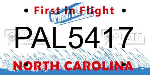 PAL5417 North Carolina License Plate