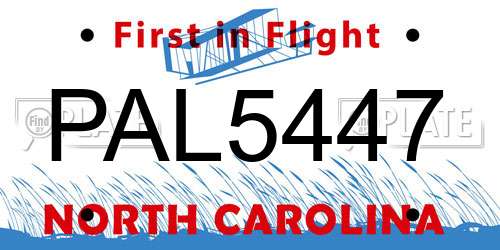 PAL5447 North Carolina License Plate