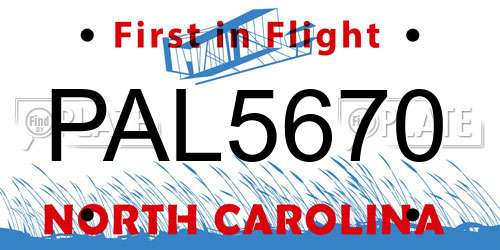 PAL5670 North Carolina License Plate