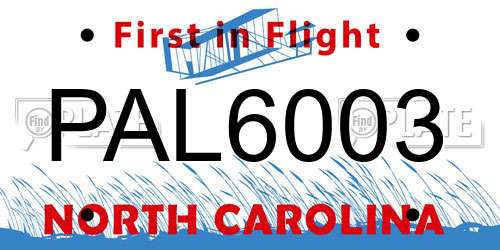 PAL6003 North Carolina License Plate