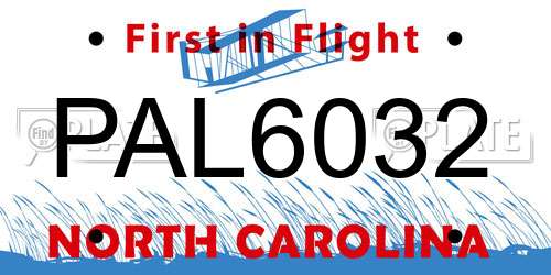 PAL6032 North Carolina License Plate