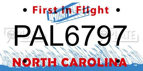 PAL6797 North Carolina License Plate