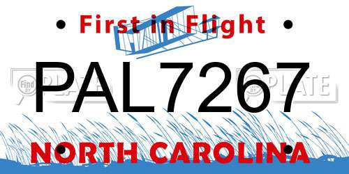 PAL7267 North Carolina License Plate
