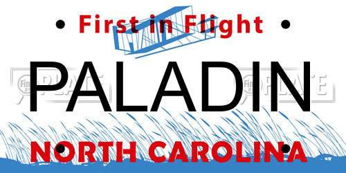 PALADIN North Carolina License Plate