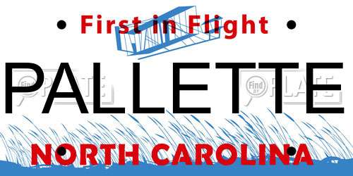 PALLETTE North Carolina License Plate