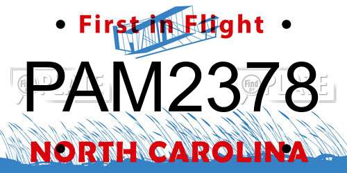 PAM2378 North Carolina License Plate
