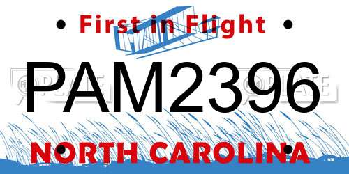 PAM2396 North Carolina License Plate