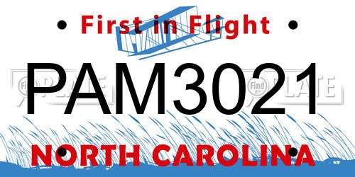 PAM3021 North Carolina License Plate