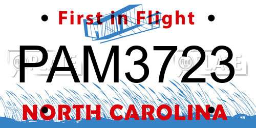 PAM3723 North Carolina License Plate