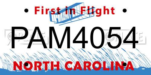 PAM4054 North Carolina License Plate