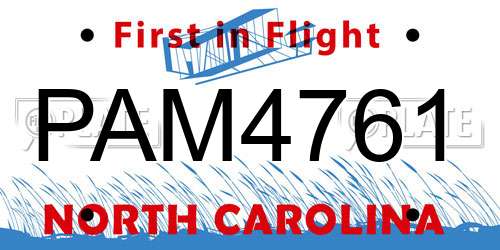PAM4761 North Carolina License Plate
