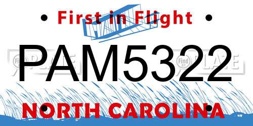 PAM5322 North Carolina License Plate