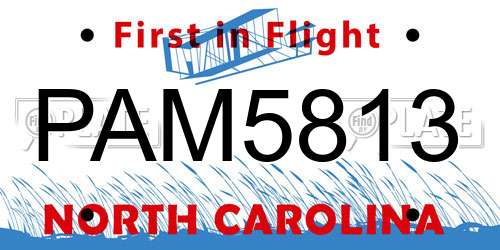 PAM5813 North Carolina License Plate