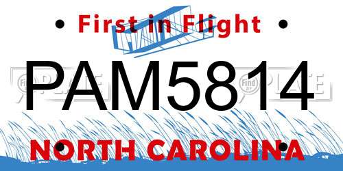 PAM5814 North Carolina License Plate