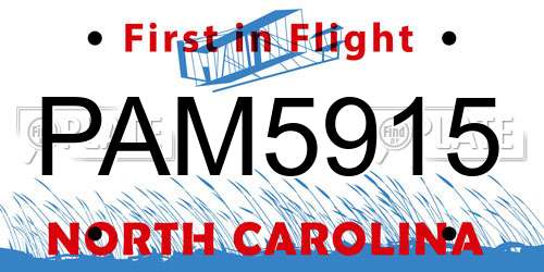 PAM5915 North Carolina License Plate