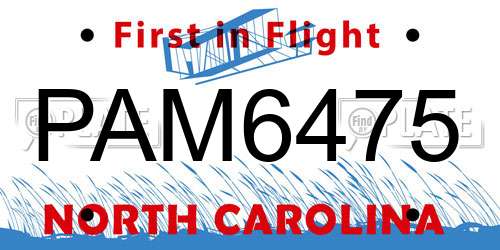 PAM6475 North Carolina License Plate