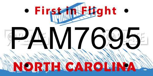 PAM7695 North Carolina License Plate