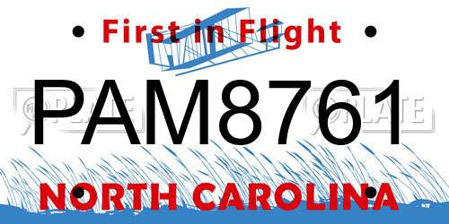 PAM8761 North Carolina License Plate