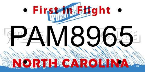 PAM8965 North Carolina License Plate