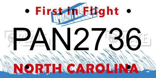 PAN2736 North Carolina License Plate