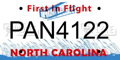 PAN4122 North Carolina License Plate