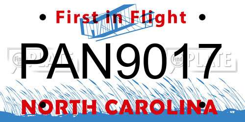 PAN9017 North Carolina License Plate
