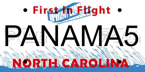 PANAMA5 North Carolina License Plate