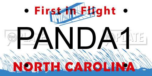 PANDA1 North Carolina License Plate