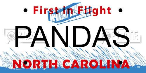 PANDAS North Carolina License Plate