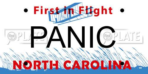 PANIC North Carolina License Plate