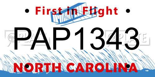 PAP1343 North Carolina License Plate