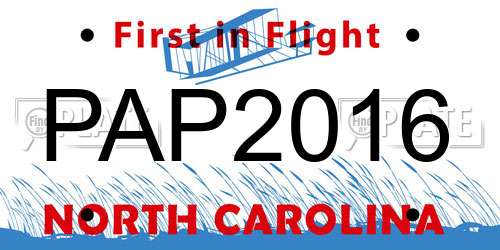 PAP2016 North Carolina License Plate