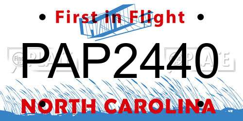 PAP2440 North Carolina License Plate