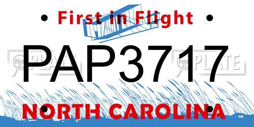 PAP3717 North Carolina License Plate