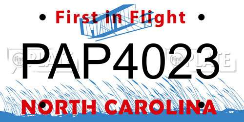 PAP4023 North Carolina License Plate