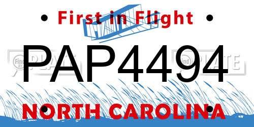 PAP4494 North Carolina License Plate
